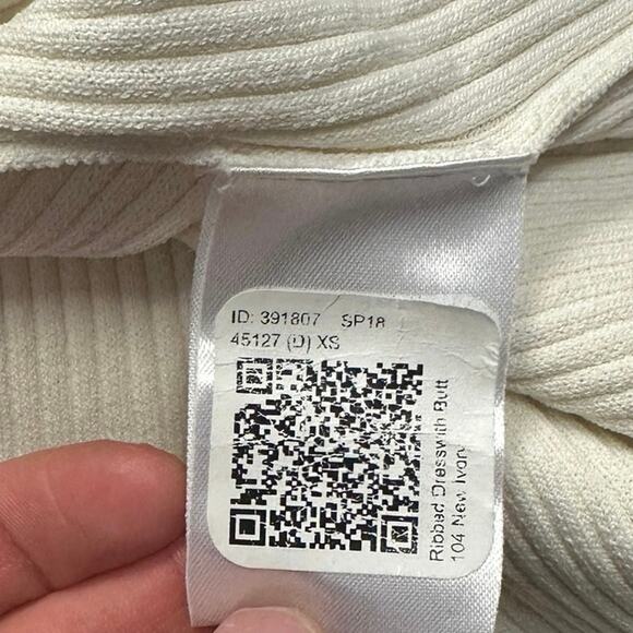 Tory Burch Cream Ribbed Knit Long-Sleeve Dress Quiet Luxury Old Money Preppy - Picture 7 of 12